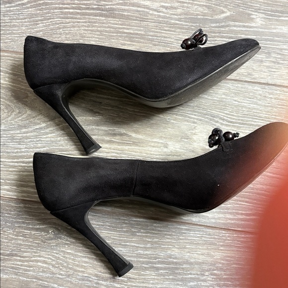 Two Lips Black Suede Heels - Picture 4 of 5